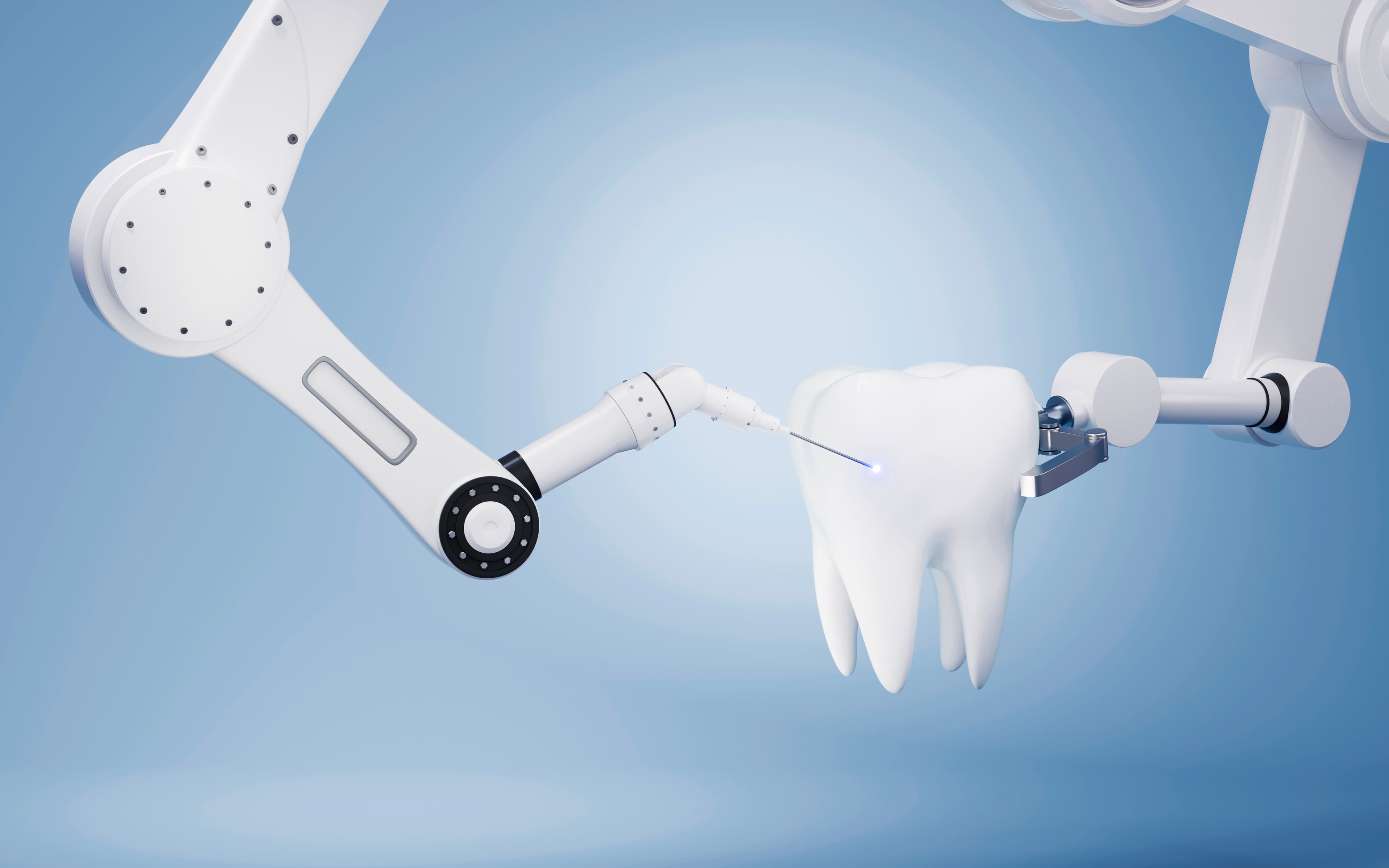 Mechanical arm with white background, 3d rendering. Computer digital drawing.